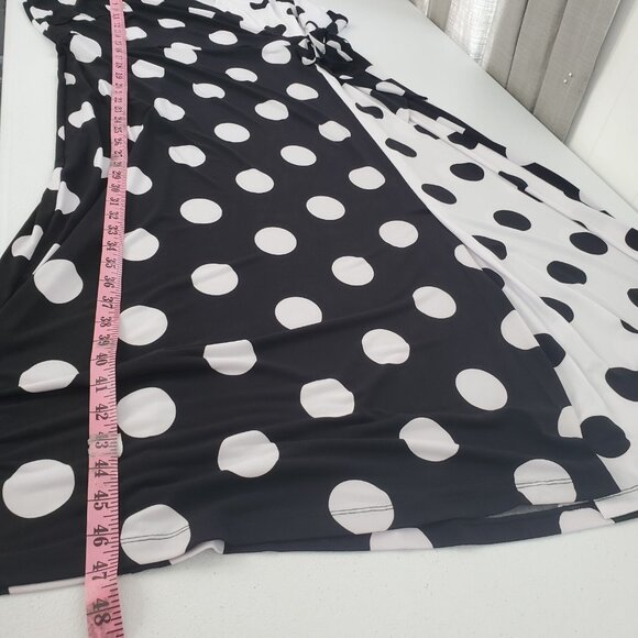 Susan Graver Womens Pollka Dot Liquid Knit Faux-Wrap Maxi Dress Size XL Petite - Picture 8 of 9